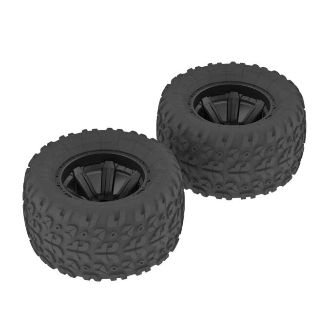 ARRMA 1/10 Copperhead MT Front/Rear Pre-Mounted Tires, 12mm Hex, Black (2)