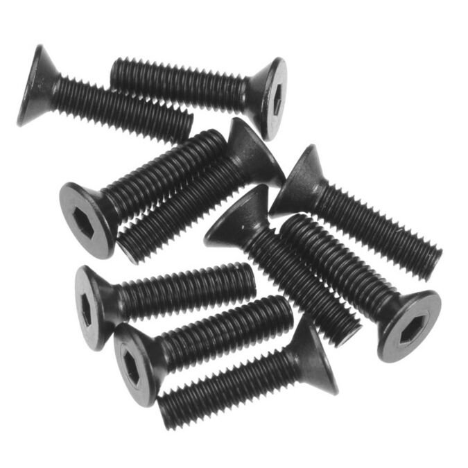 Axial Hex Socket Flat Head M3x12mm, Black (10)