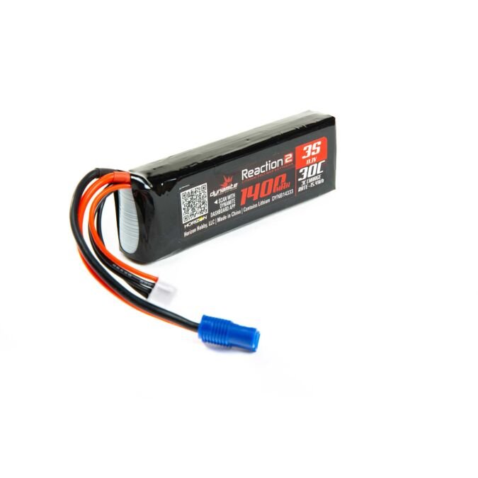 Dynamite 11.1V 1400mAh 3S 30C Reaction 2.0 LiPo Battery: EC3