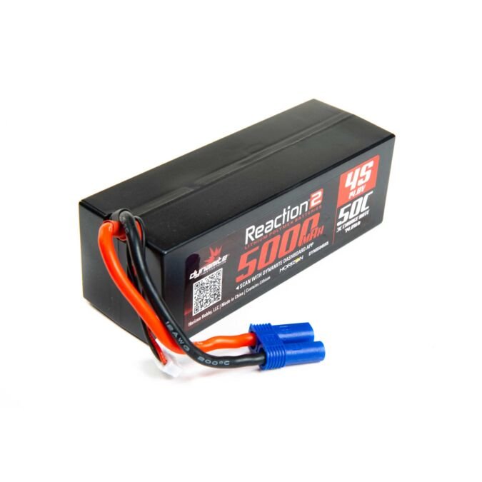 Dynamite 14.8V 5000mAh 4S 50C Reaction 2.0 Hardcase LiPo Battery: EC5