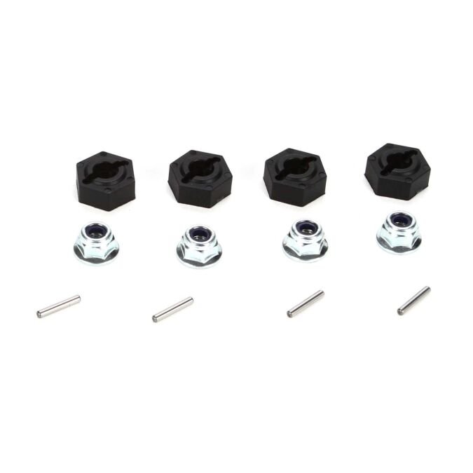 Vaterra 12mm Molded Hex Pins and Lock Nuts (4): TWH