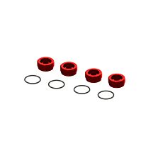 ARRMA Aluminum Front Hub Nut Red (4) with O-Rings