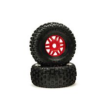 ARRMA 1/7 dBoots Fortress Front/Rear 2.4/3.3 Pre-Mounted Tires, 17mm Hex, Red (2)