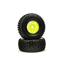 ARRMA 1/7 dBoots Fortress Front/Rear 2.4/3.3 Pre-Mounted Tires, 17mm Hex, Green (2)