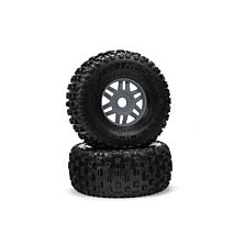 ARRMA 1/7 dBoots Fortress Front/Rear 2.4/3.3 Pre-Mounted Tires, 17mm Hex, Gunmetal (2)