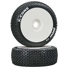 Duratrax X-Cons 1/8 C2 Mounted Buggy Tires, White (2)