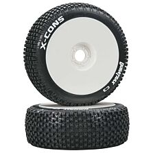 Duratrax X-Cons 1/8 C3 Mounted Buggy Tires, White (2)