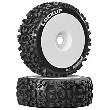 Duratrax Lockup 1/8 C2 Mounted Buggy Tires, White (2)