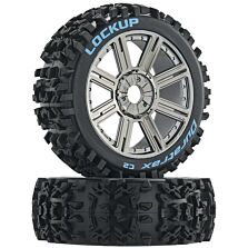 Duratrax Lockup 1/8 C2 Mounted Buggy Spoke Tires, Chrome (2)
