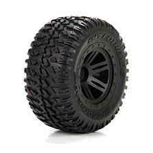 ECX Front/Rear Tire, Premounted, Black Wheel (2): 1/10 AMP MT/DB