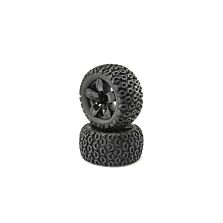 ECX Front and Rear Wheel with Premounted Tire, Black (2): 1/10 2WD 4WD Ruckus