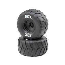 ECX R/L Premounted Tire, Black Whl (2): 1/10 2WD AMP Crush