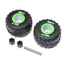 Losi BKT 2.6" Monster Truck Tire, Med, Premount, Green (2): LMT 2.0