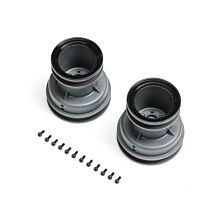 Losi MT Wheel, Black Beadlock, Light Grey (2): Mini LMT