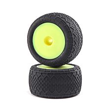 Losi 1/18 BK Bar Front/Rear 1.4 Pre-Mounted Tires, 12mm Hex, Yellow: Mini-T 2.0
