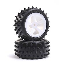 Losi 4 Row Rear Tires, Mounted, White (2): Mini JRX2