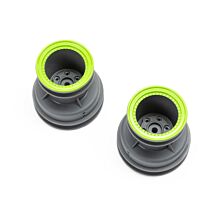 Losi MT Wheel, Green Beadlock, Lt Grey(2): Mini LMT