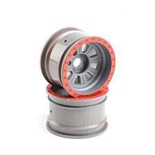 Losi 1/6 Front/Rear 3.6 Wheels, 20mm Hex, Silver (2): Super Rock Rey