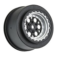 Pro-Line Racing 1/16 Showtime+ Rear 8mm Hex Wheels Black/Silver (2): Losi Mini Drag