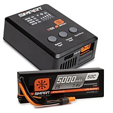 Spektrum Accessories Smart Powerstage Surface Bundle: 5000mAh 2S 50C LiPo Battery (IC3) / 100W S100 Charger