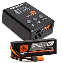 Spektrum Accessories Smart Powerstage Surface Bundle: 5000mAh 2S 50C LiPo Battery (IC5) / 100W S100 Charger