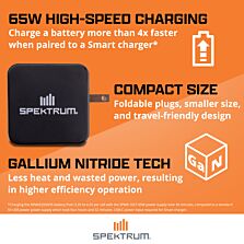 Spektrum Accessories S100 1x100W USB-C Smart Charger, 65W USB-C GaN Power Supply Combo