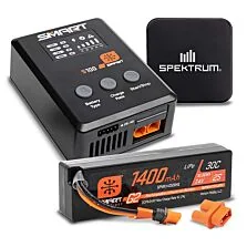 Spektrum Accessories Smart Powerstage Surface Bundle: 1400mAh 2S 30C LiPo Battery (IC2) / 100W S100 Charger / 65W Power Supply / Adapter