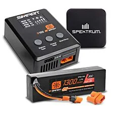 Spektrum Accessories Smart Powerstage Bundle: 1300mAh 3S 30C LiPo Battery (IC2) / S100 Charger / 65W Power Supply / Adapter