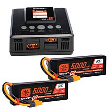 Spektrum Accessories Smart Powerstage 4S Surface Bundle: (2) G2 5000mAh 2S LiPo IC5 & S250 Charger EU